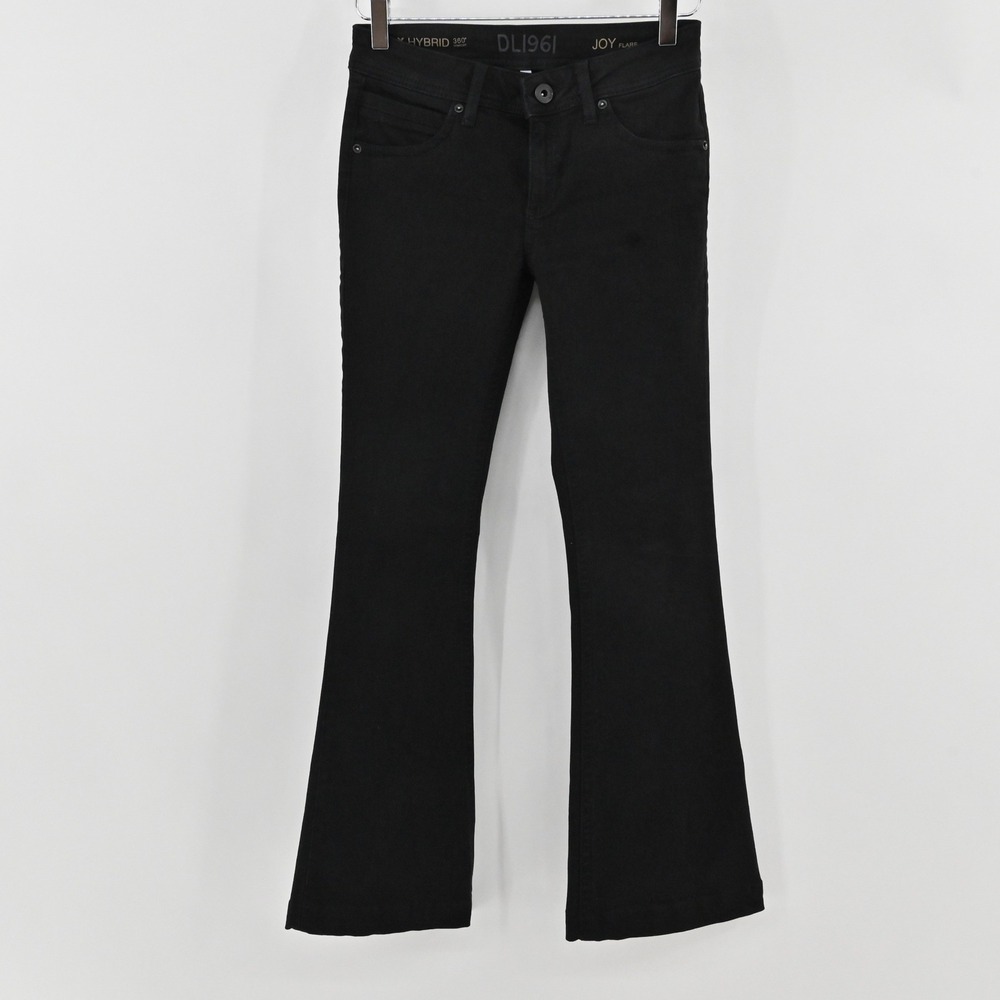 DL1961 Joy Flare Jeans Womens Size 26 Black Hail DLX Hybrid 360 Comfort Stretch